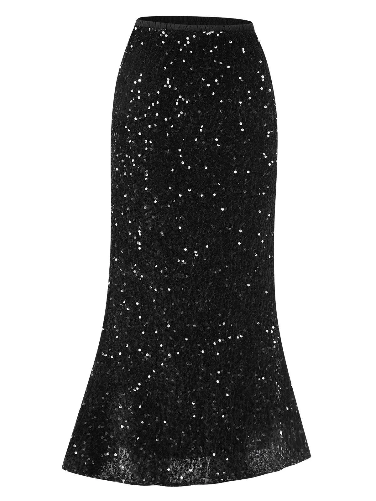 1930s Velvet Sequined Mermaid Skirt