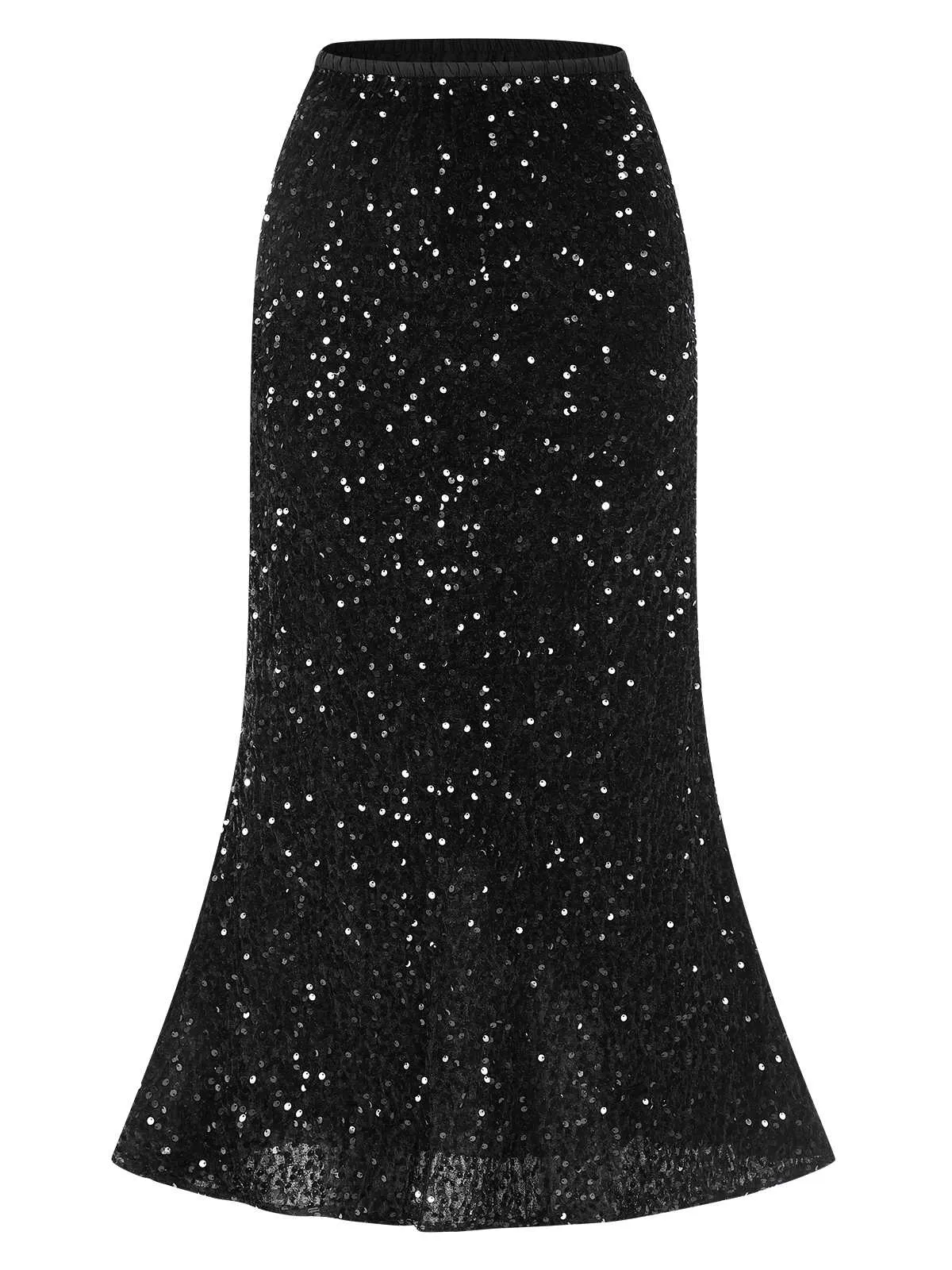 1930s Velvet Sequined Mermaid Skirt