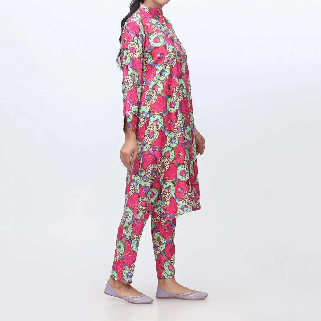 2PC- Printed Shamouze Silk Suit PW9019