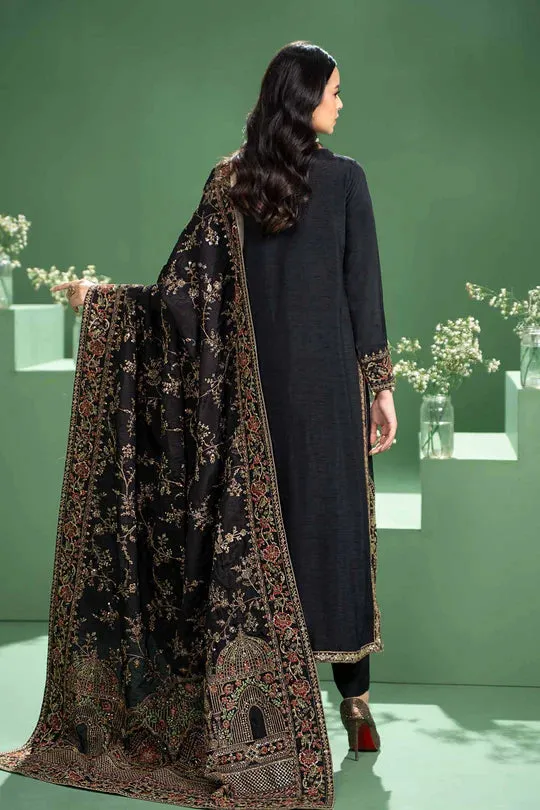 3 Piece Embroidered Raw Silk Suit | SF-W24-20