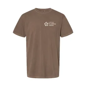 Adult Short Sleeve T-Shirt: Little Plumeria Farms Logo (Brown)