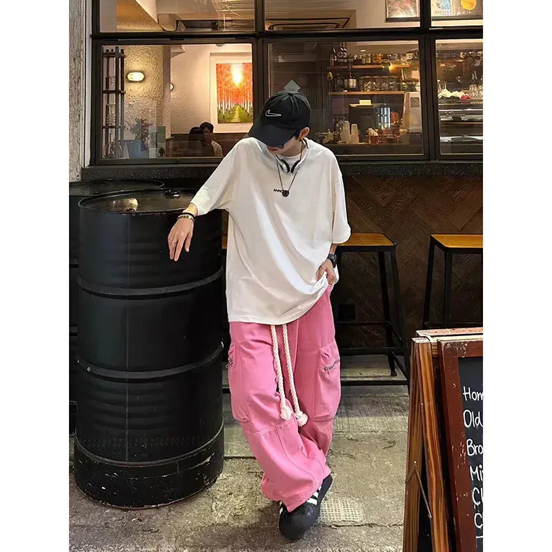 Aiertu Pink High Waist Women Jeans Vintage Straight Casual Baggy Punk Hip Hop Y2K Street American Wide Leg Female Trouser Denim Pants