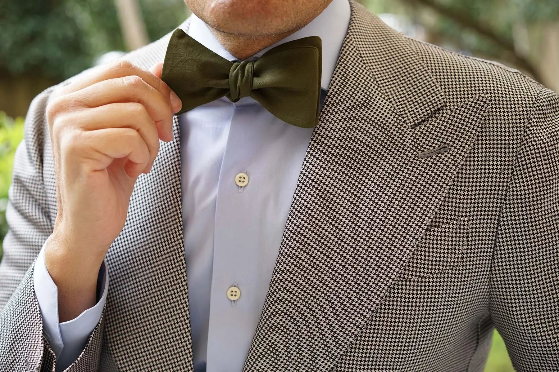 Army Green Cotton Self Tie Bow Tie