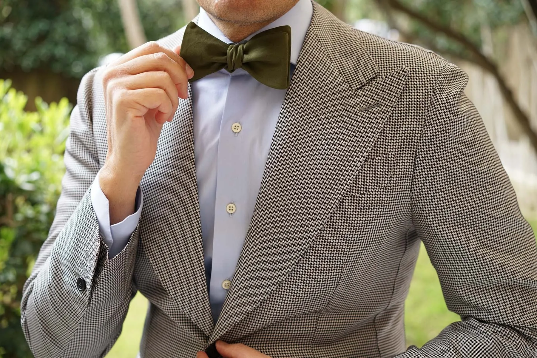 Army Green Cotton Self Tie Bow Tie