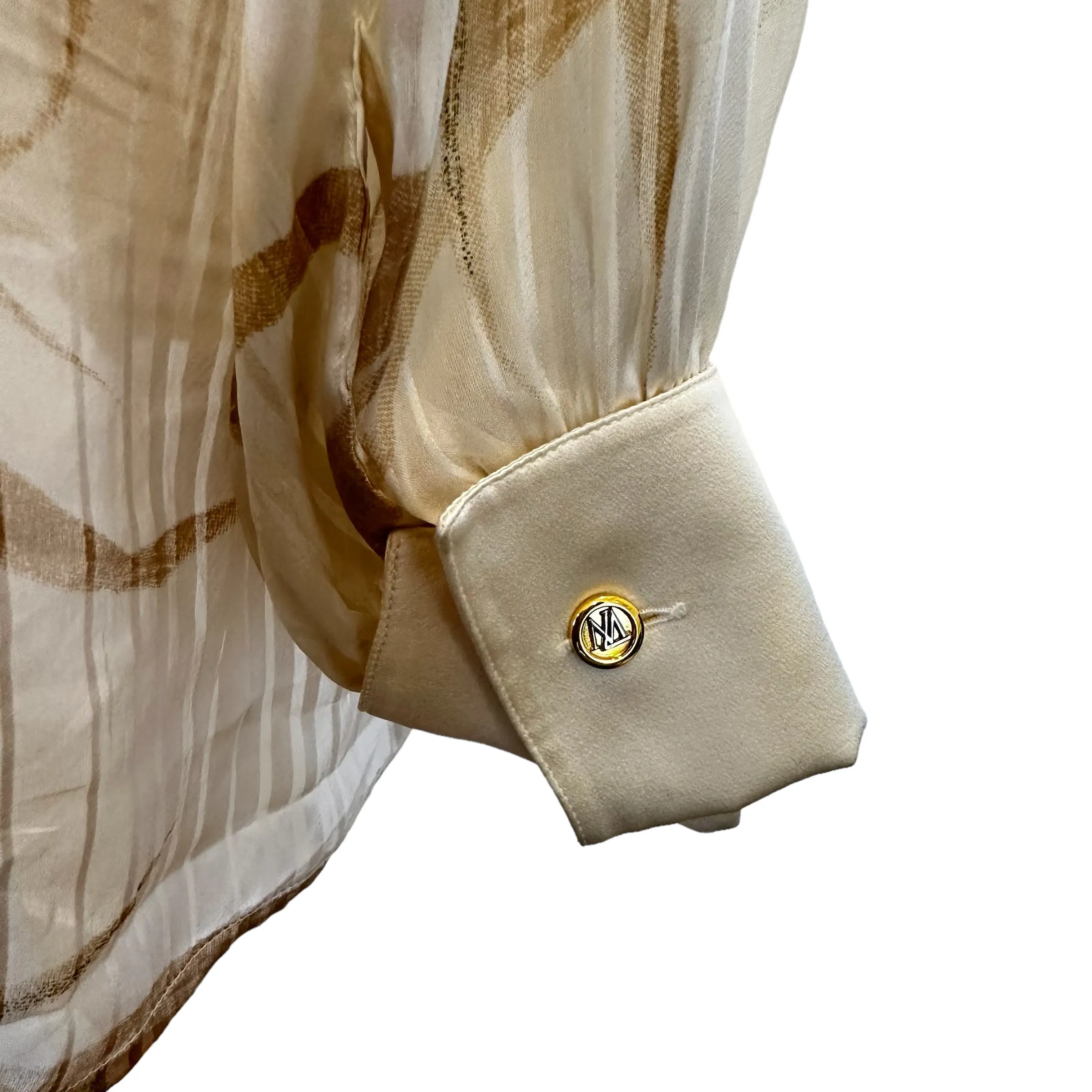 Beige & Gold Silk Shirt - M