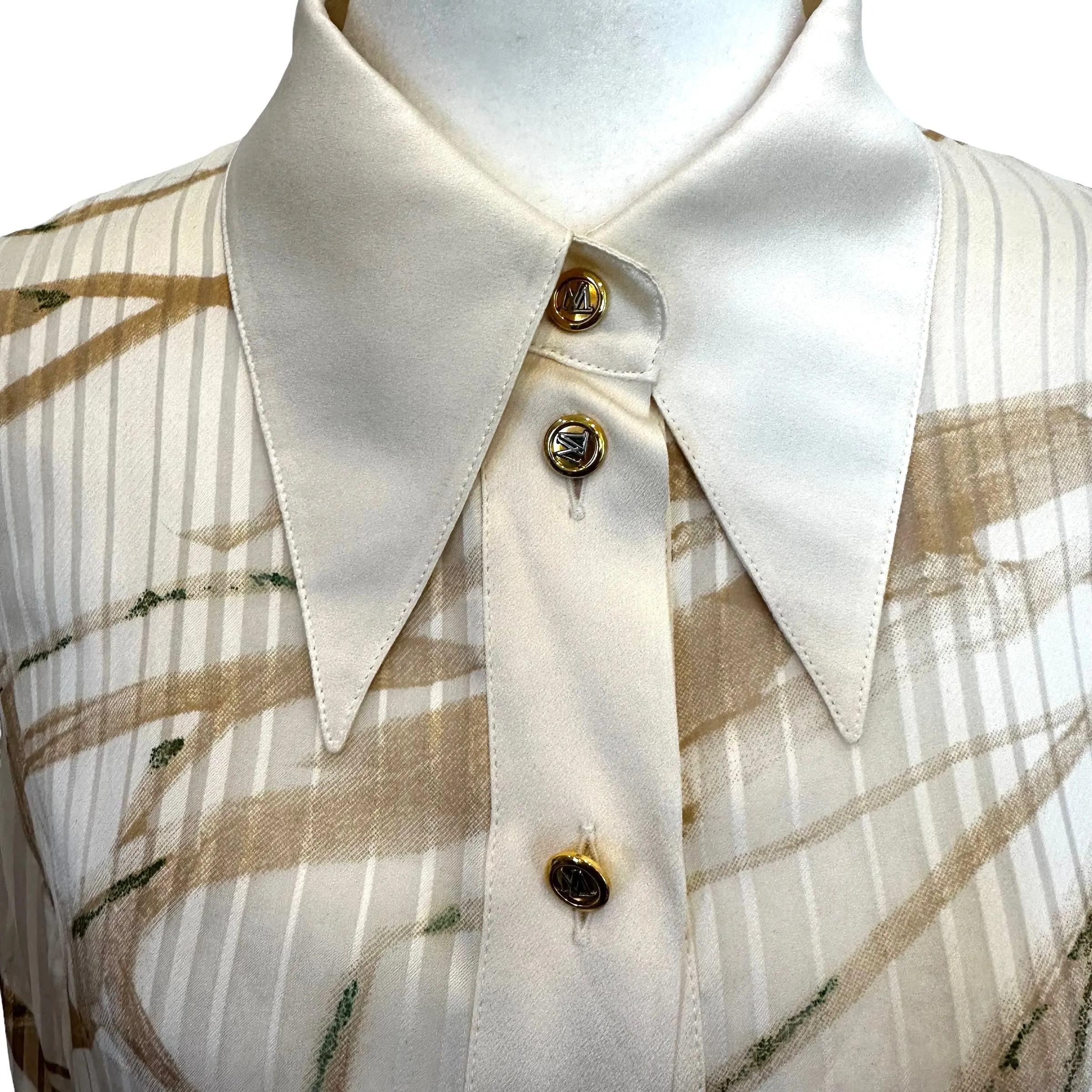 Beige & Gold Silk Shirt - M