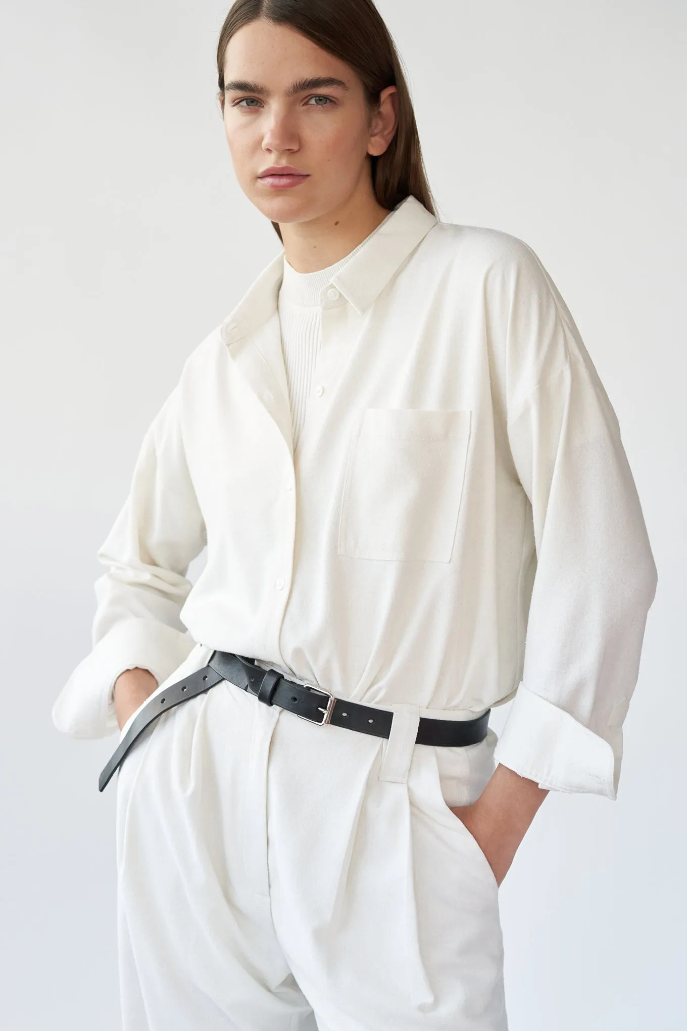 BIANCA POCKET SHIRT - OFF WHITE - RAW SILK