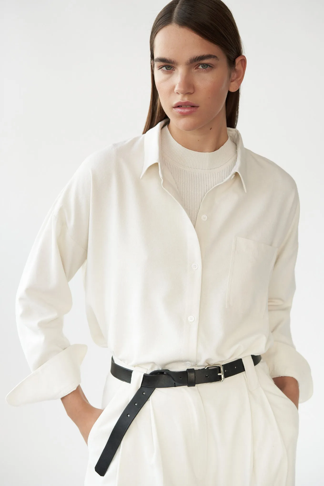 BIANCA POCKET SHIRT - OFF WHITE - RAW SILK