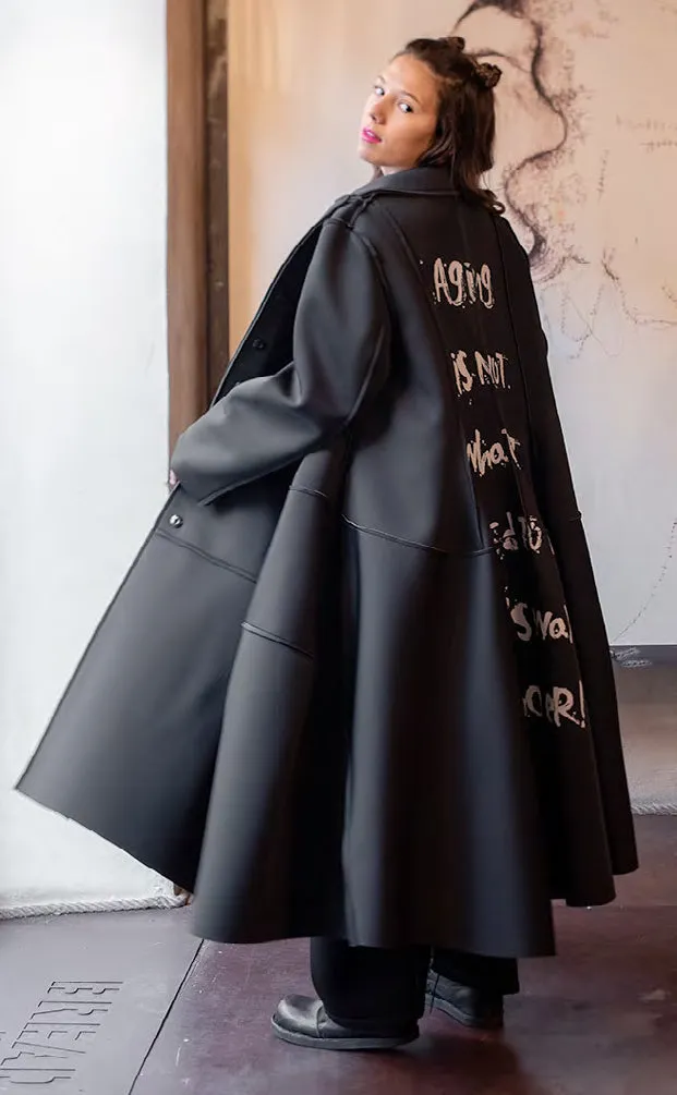 Black Printed Architectural Coat