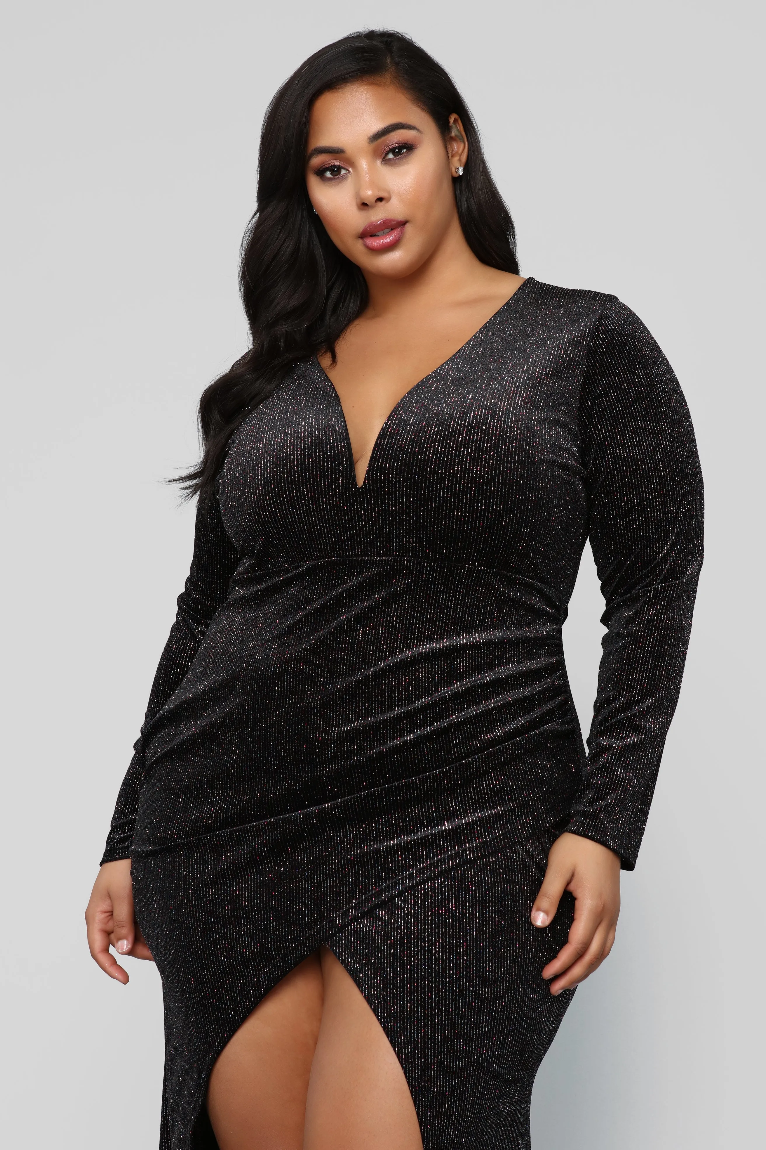 Black Tie Formal Velvet Dress - Black