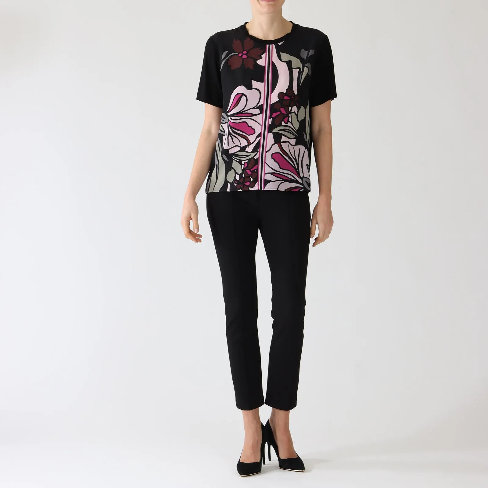 Black Twine Printed Silk Front T-Shirt