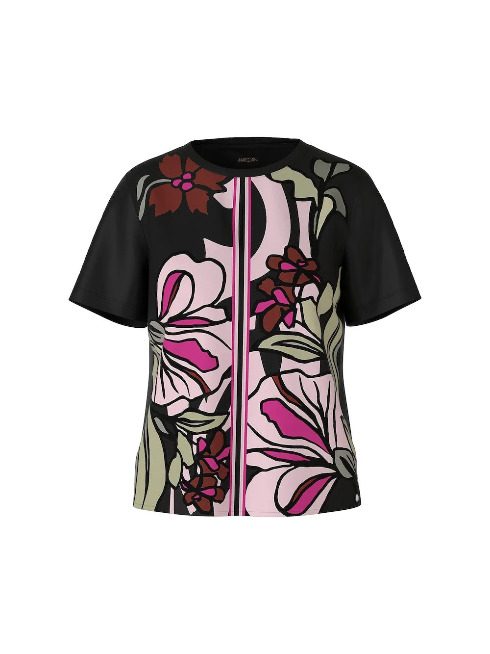 Black Twine Printed Silk Front T-Shirt