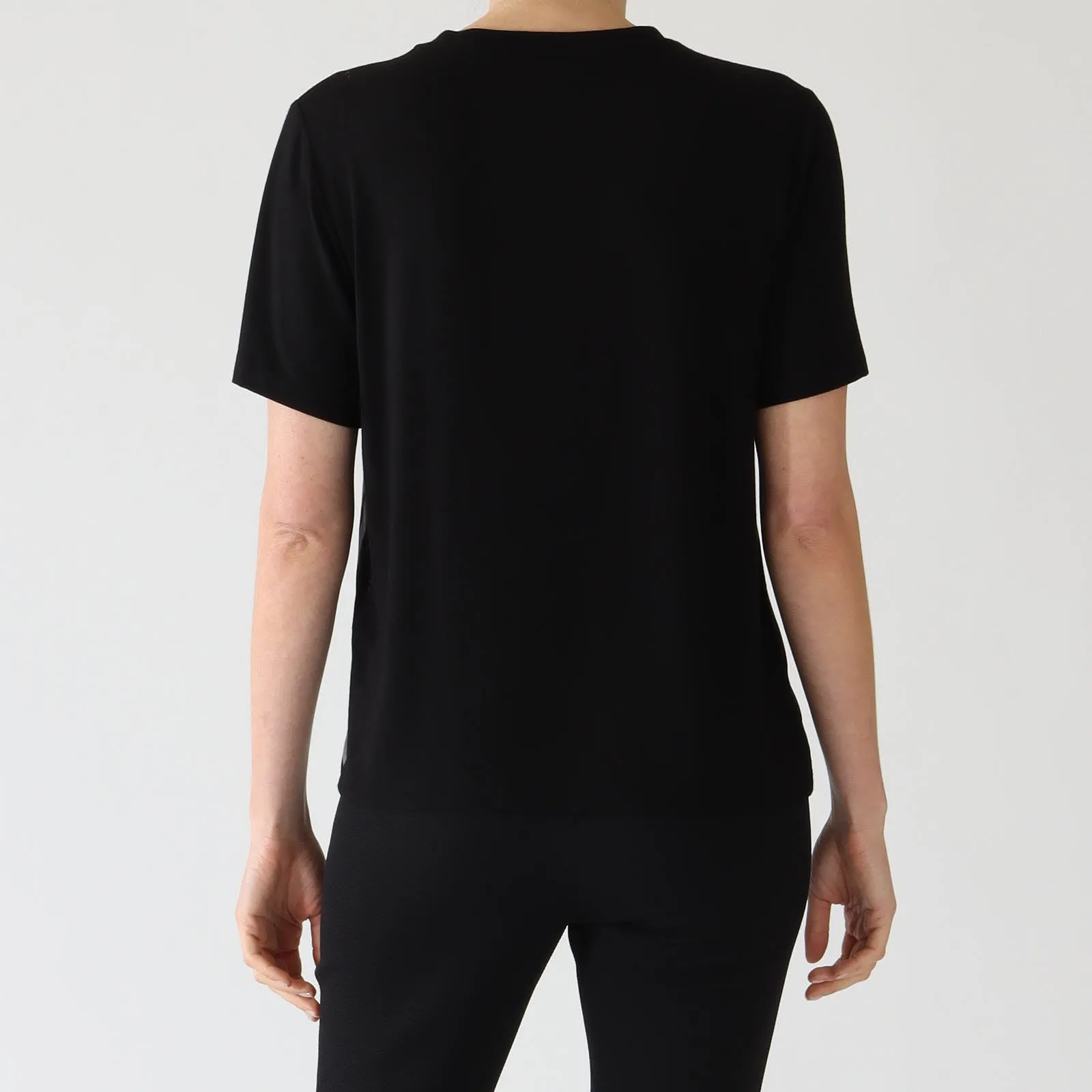 Black Twine Printed Silk Front T-Shirt