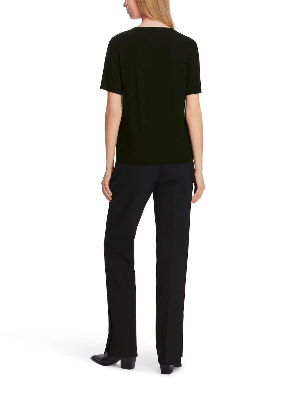 Black Twine Printed Silk Front T-Shirt