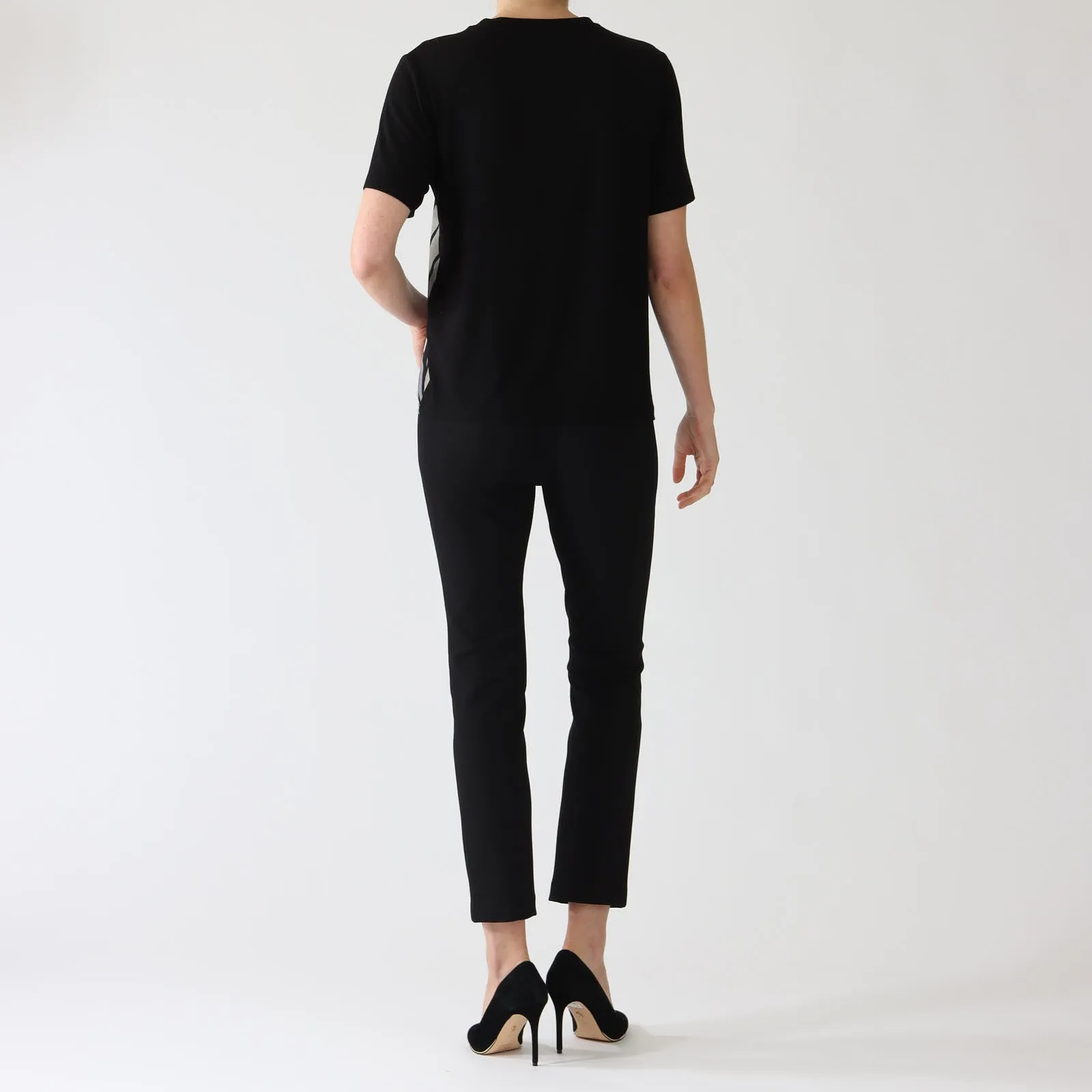 Black Twine Printed Silk Front T-Shirt