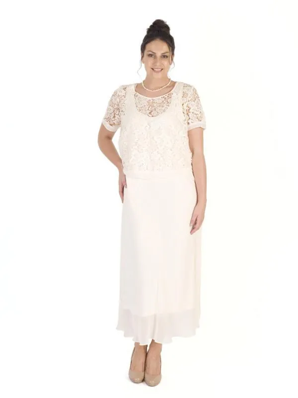 Blonde Lace Bodice & Chiffon Dress