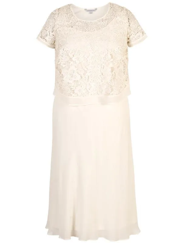 Blonde Lace Bodice & Chiffon Dress