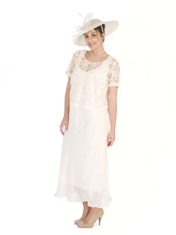 Blonde Lace Bodice & Chiffon Dress