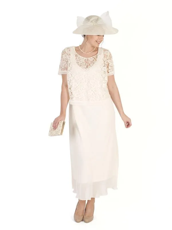 Blonde Lace Bodice & Chiffon Dress