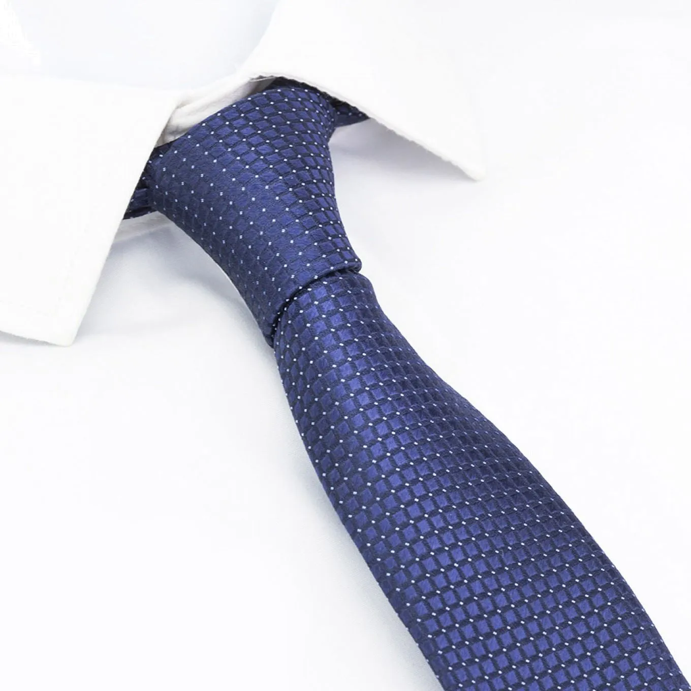 Blue Micro Square Woven Slim Silk Tie