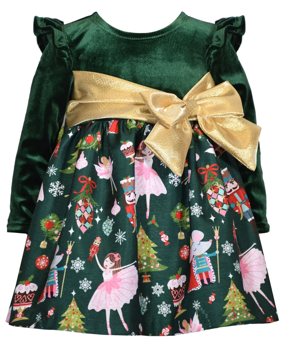 Bonnie Baby Baby Girls Shantung Dress with Side Bow - Green