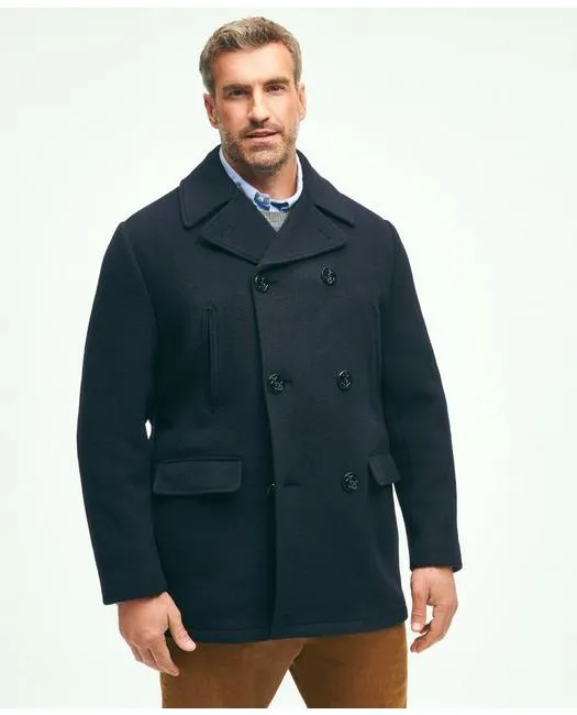 Brooks Brothers Men's Big & Tall Classic Wool Pea Coat Navy