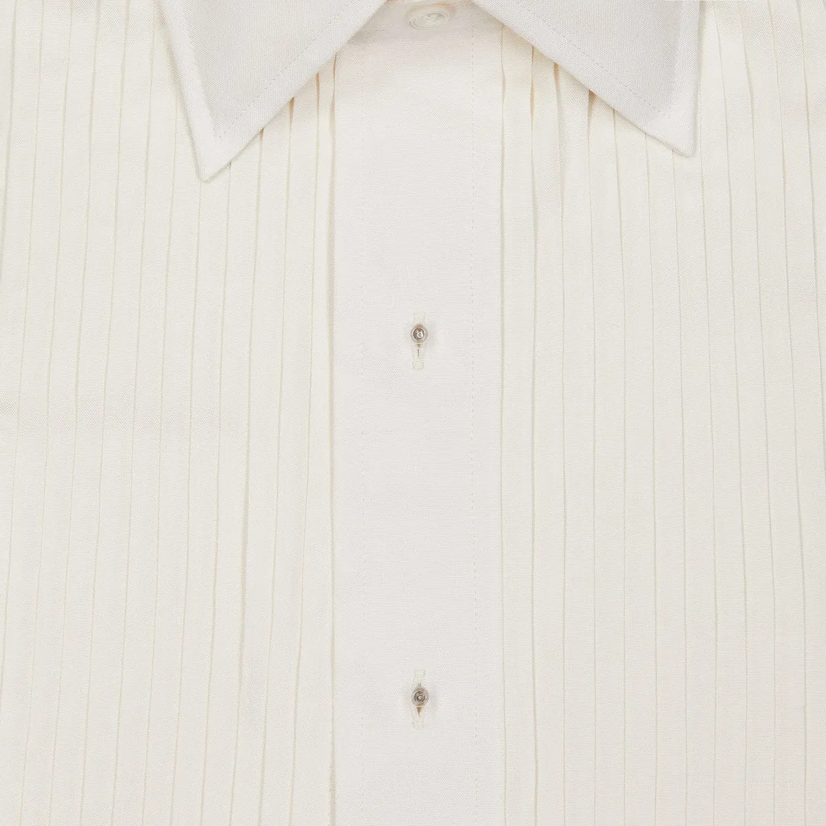 Budd x Kirby Allison Hand Pleated Silk Dress Shirt in Cream