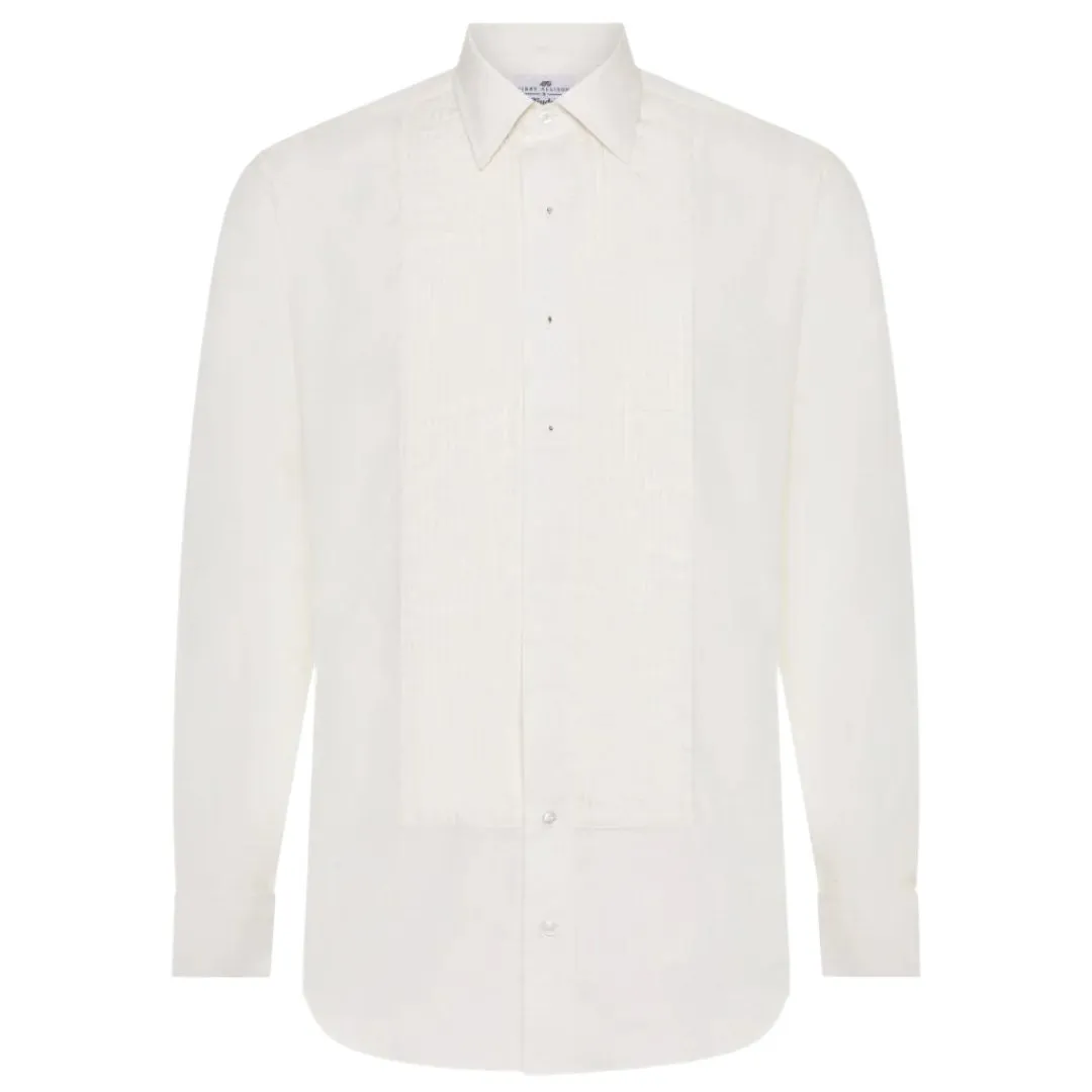 Budd x Kirby Allison Hand Pleated Silk Dress Shirt in Cream