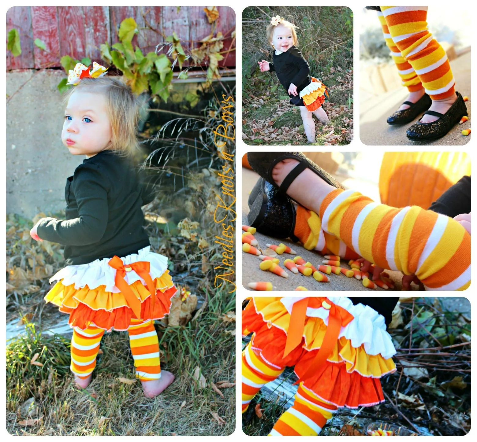 Candy Corn Bloomers, Baby Toddler Fall Halloween Bloomers