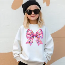 Christmas Coquette Pink Bow Sweatshirt for Girls