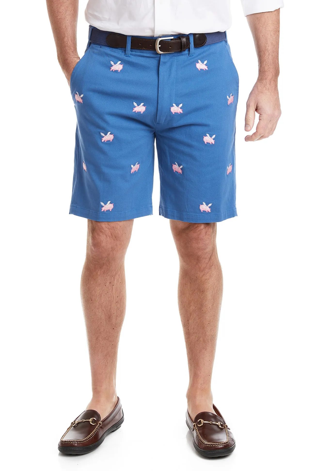 Cisco Short Stretch Twill Deep Ocean Blue with Flying Pig