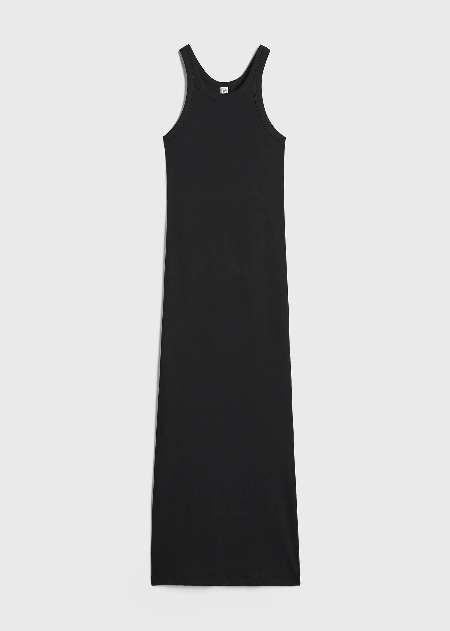 Curved rib tank dress black