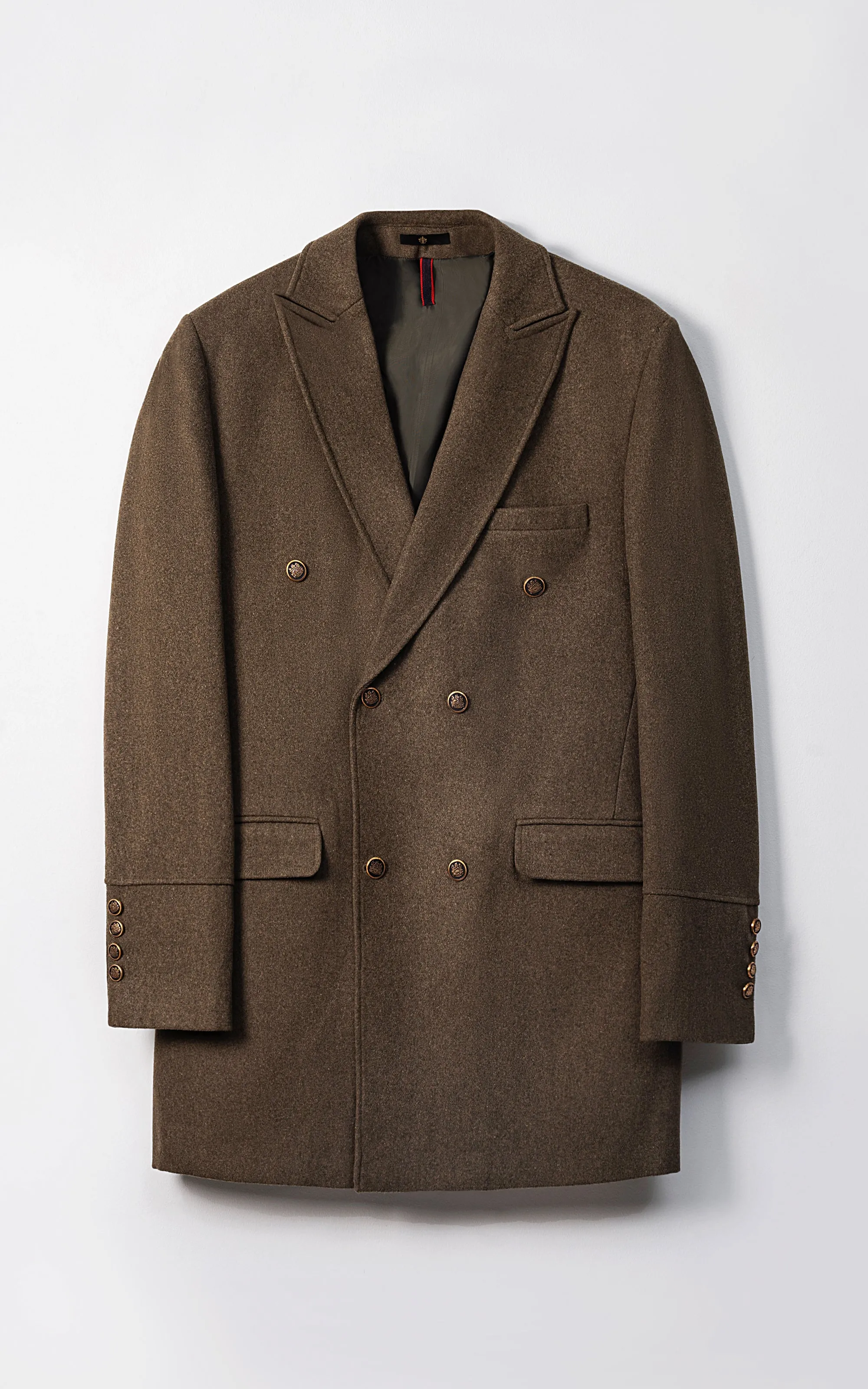 DOUBLE BREASTED LONG COAT OLIVE