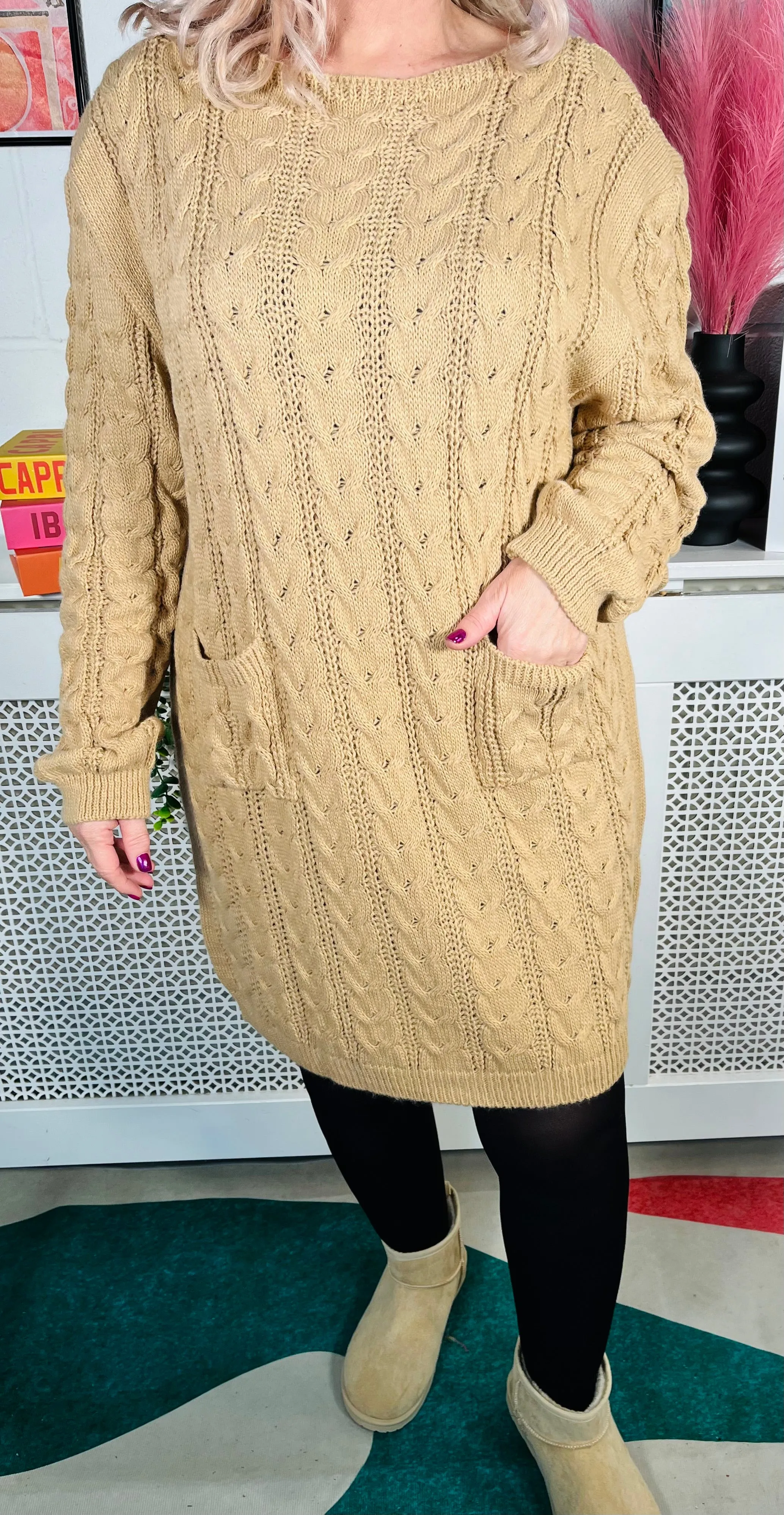 Edinburgh Knitted Dress - Caramel