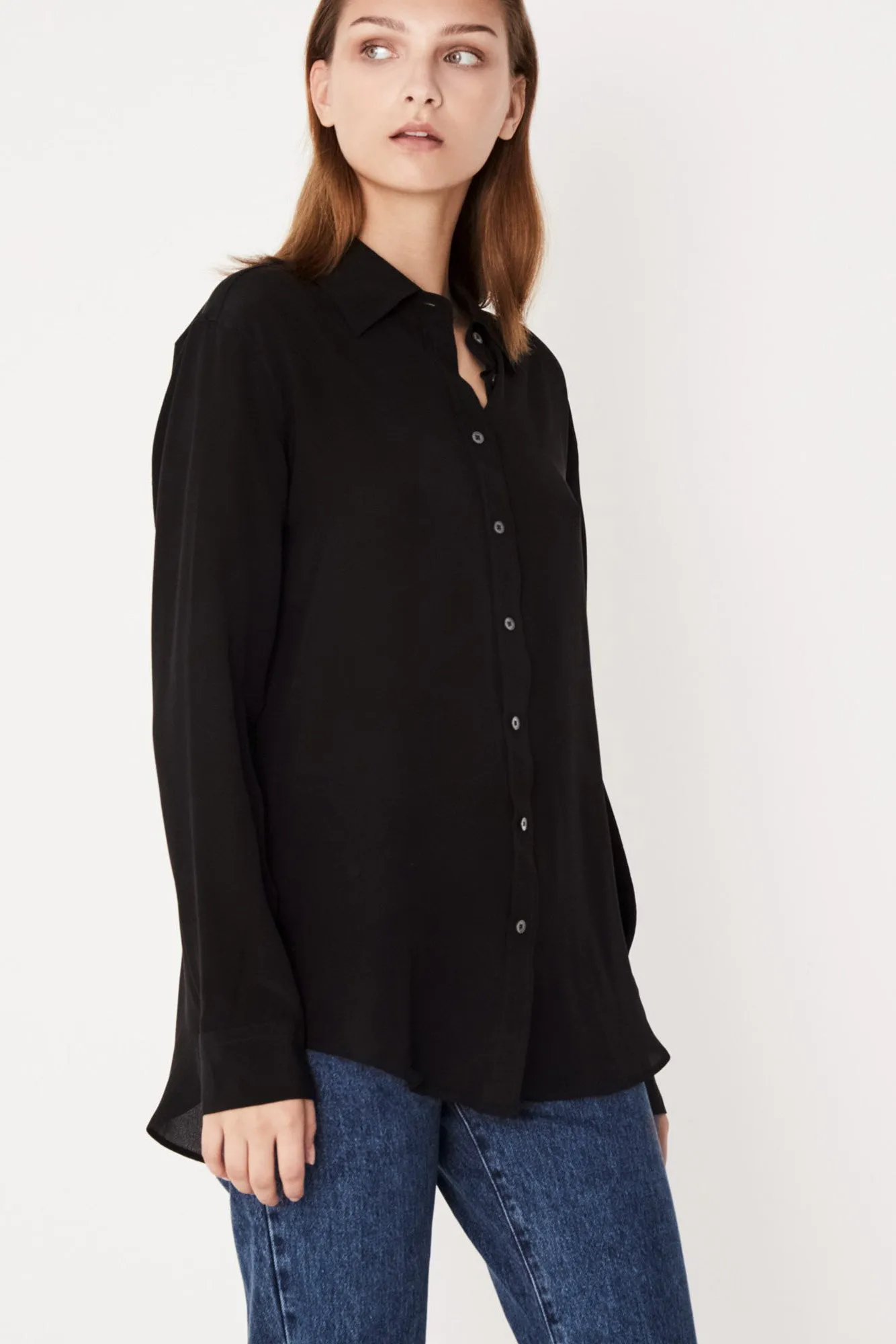 Essential Silk Shirt- Black