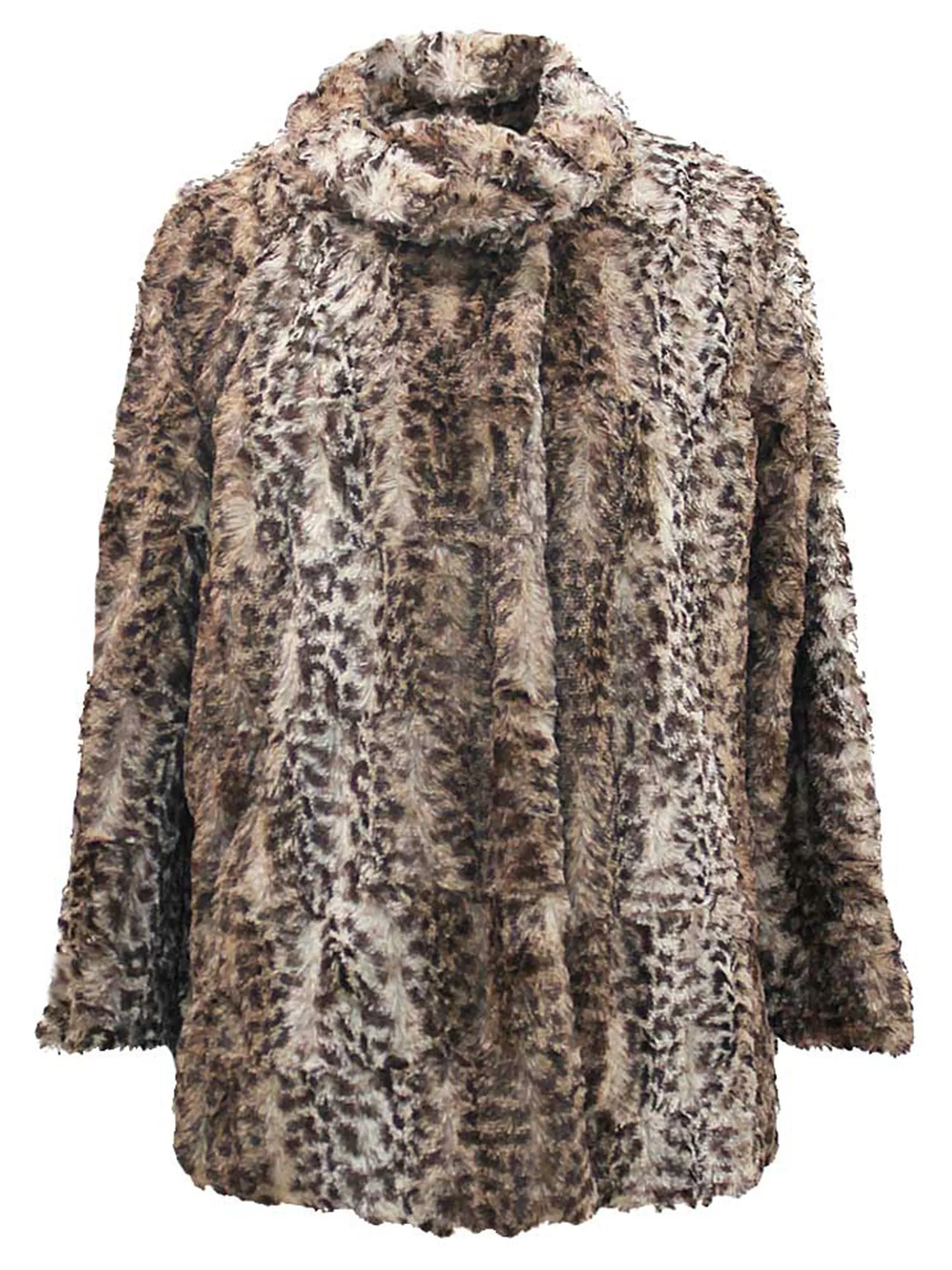 Faux Fur Plush Leopard Womens Coat