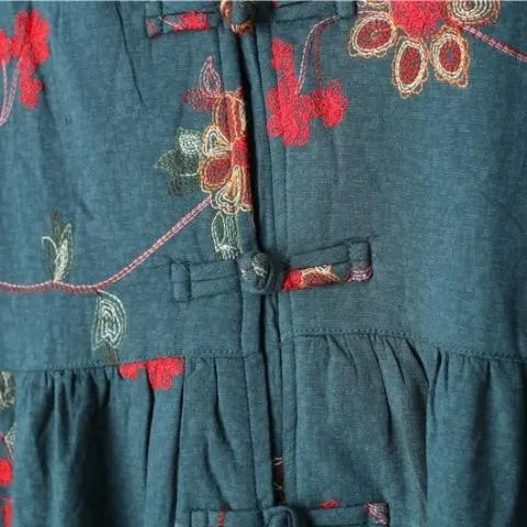 Floral Embroidered Hooded Coat