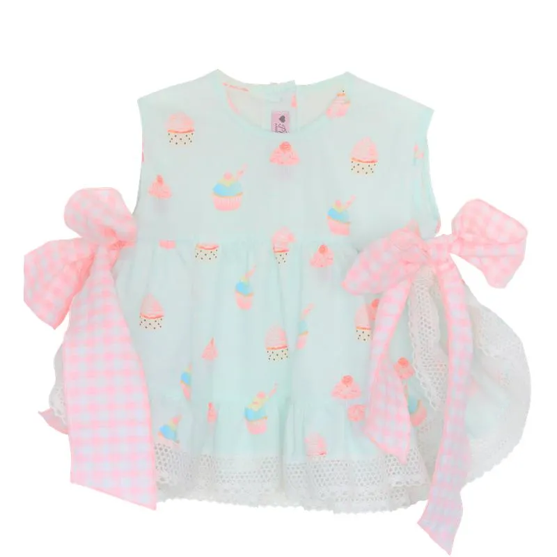 Girls Aqua Cup Cakes Top & Bloomers