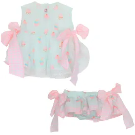 Girls Aqua Cup Cakes Top & Bloomers