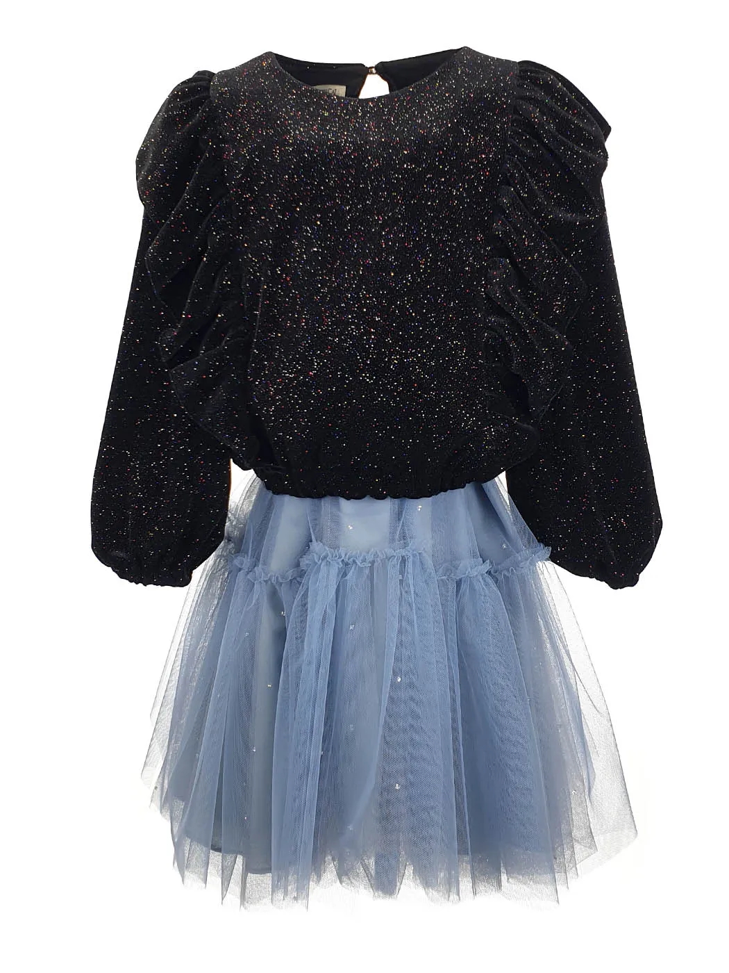 Girl's Velvet Top with glitter motifs-FLEX