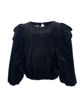 Girl's Velvet Top with glitter motifs-FLEX