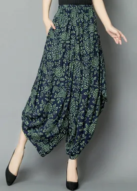 Green Print High Waist Wide Leg Pants LY7545