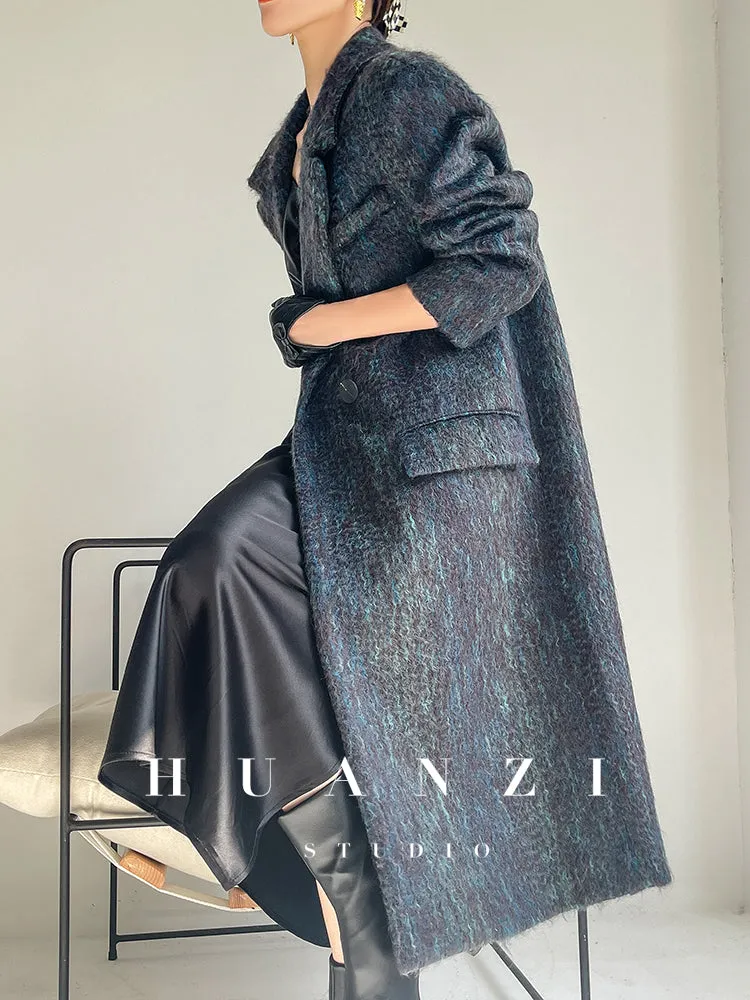 Huanzi custom dyed couture mohair water ripple wool cautumn and winter coat  - Kendu