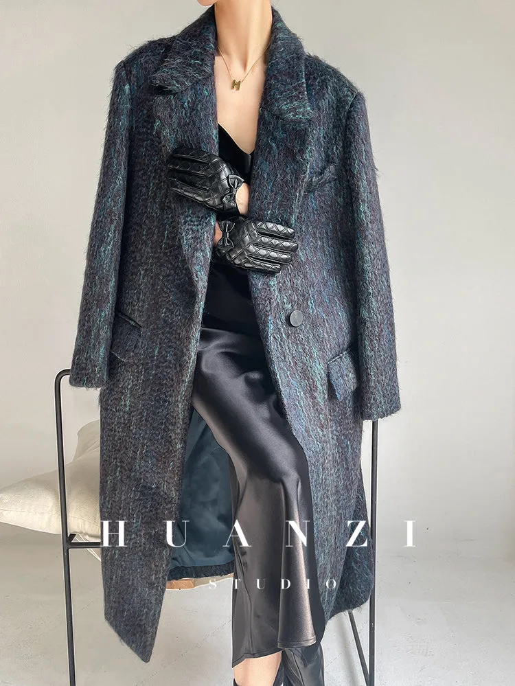 Huanzi custom dyed couture mohair water ripple wool cautumn and winter coat  - Kendu