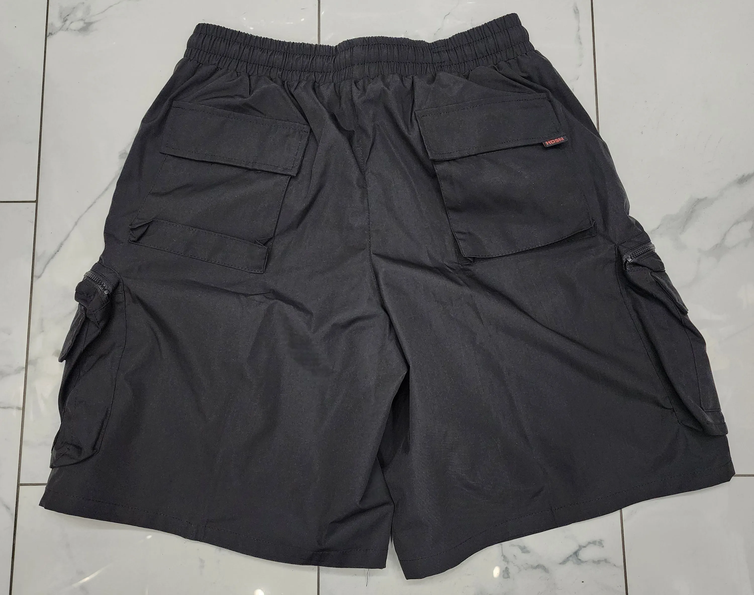 Hudson Black Nylon 4 Zipper Cargo Shorts