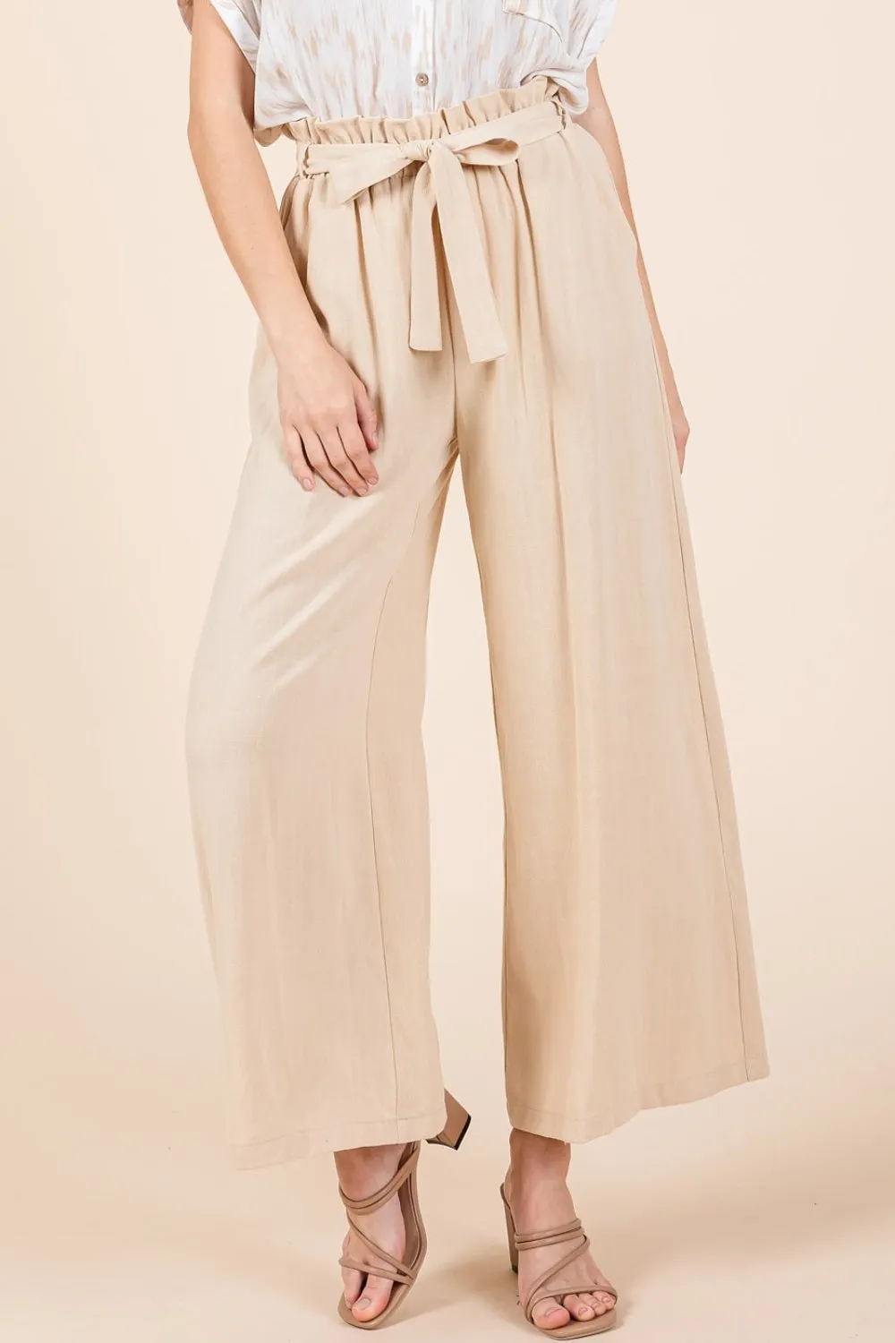 Ingrid -  High Waist Wide Leg Pants - Natural - Exclusively Online