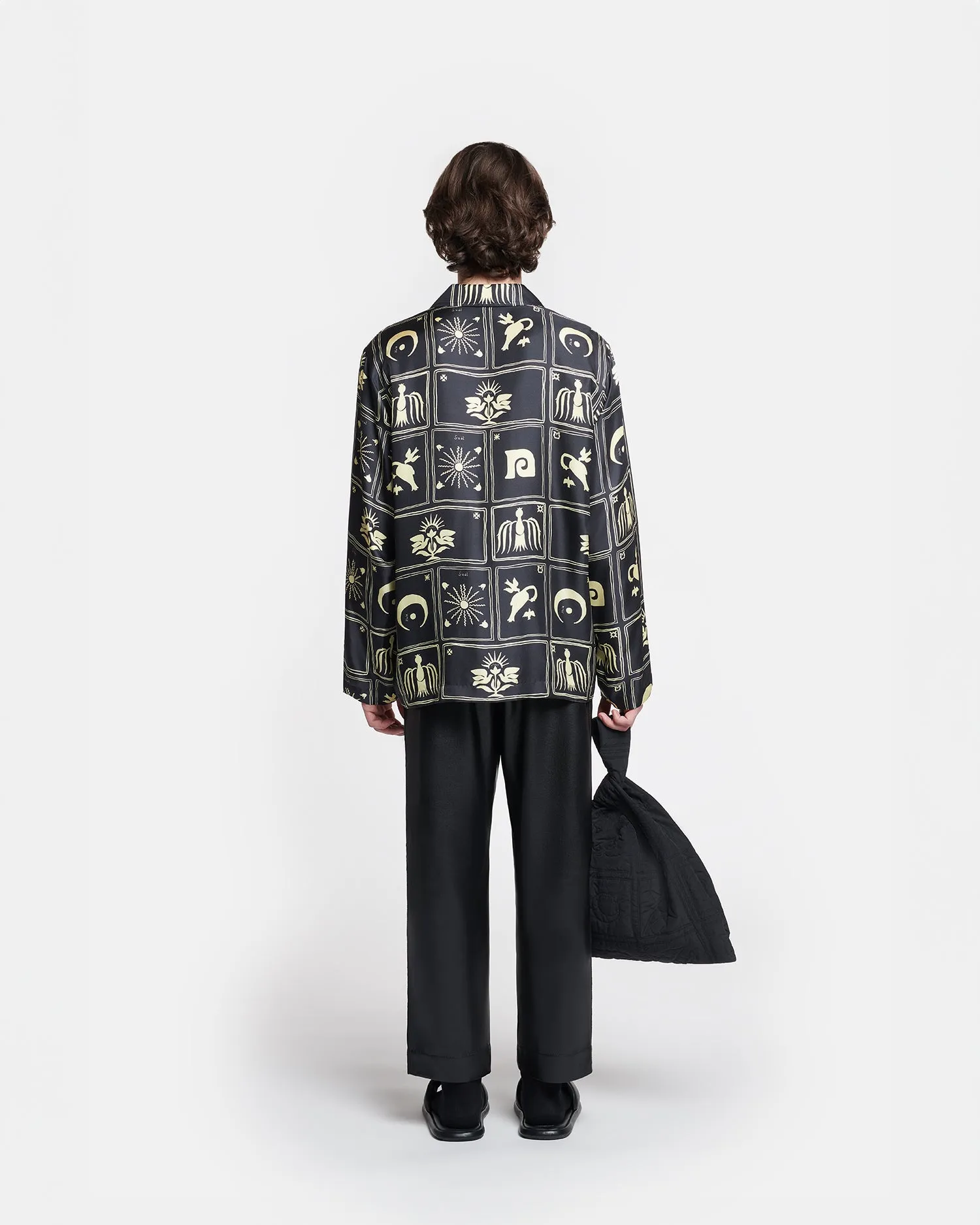 Jelmer - Printed Silk-Twill Shirt - Folk Art Black