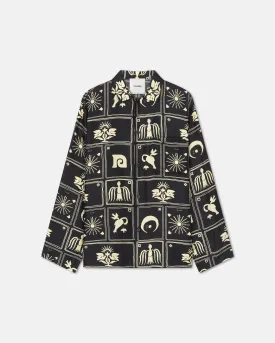 Jelmer - Printed Silk-Twill Shirt - Folk Art Black