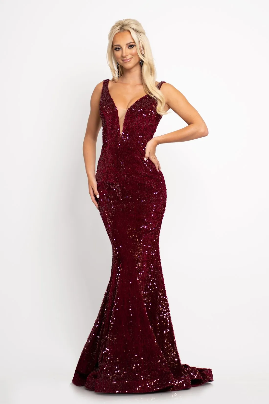 Johnathan Kayne 2237 sz 4 sequin stretch velvet mermaid prom dress pageant gown