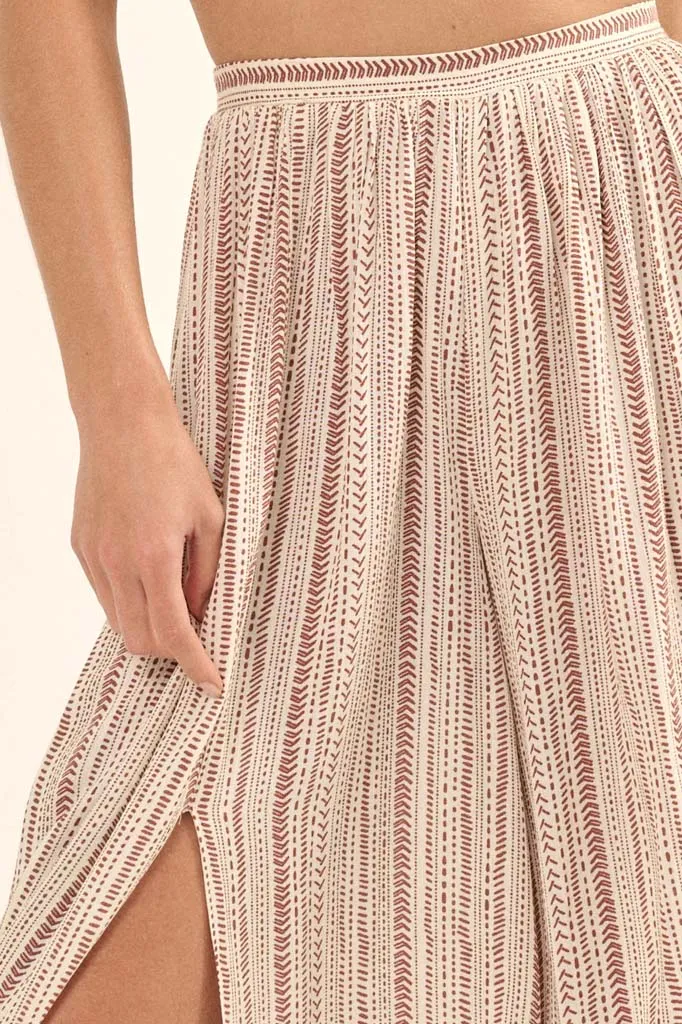 Journey Begins Geo-Print Wide-Leg Split Pants